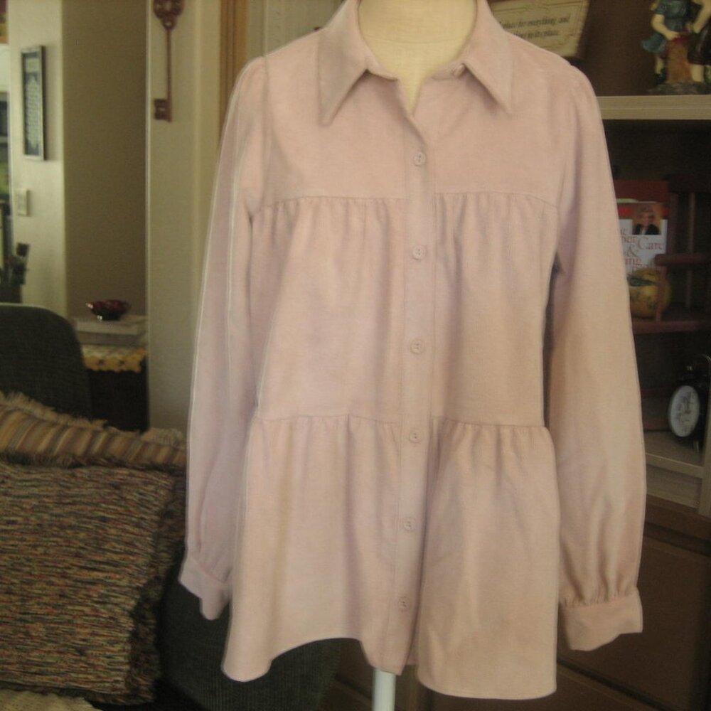 Zara Blouse Dusty Pink Tiered Collared XS NEW w/ TAGS
